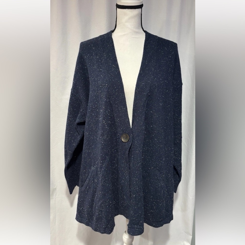 J. Jill Angora & Rabbit Hair Blue Speckled Cardigan Sweater Size 3X
